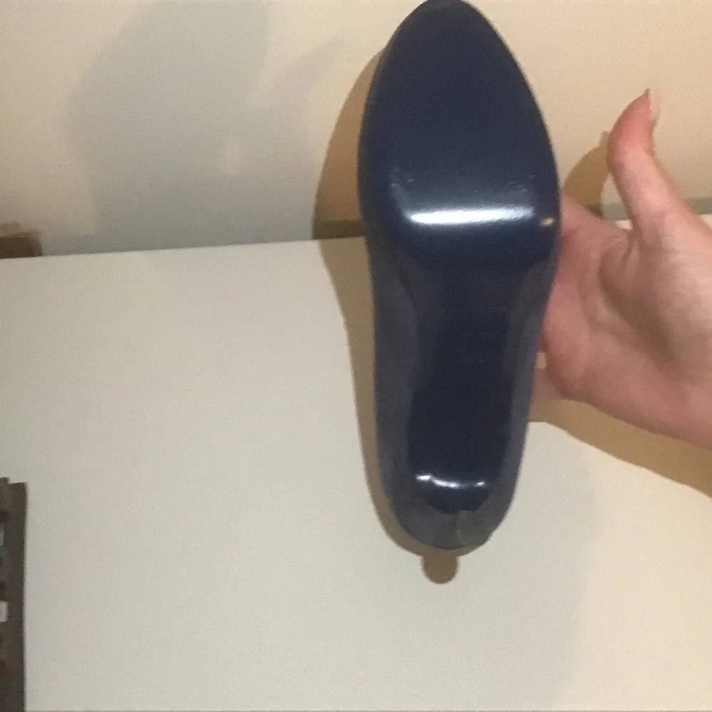YSL Saint Laurent Paris Navy Blue Suede Palais Platform Pumps Heels 39.5 9.5 LN - Picture 5 of 7